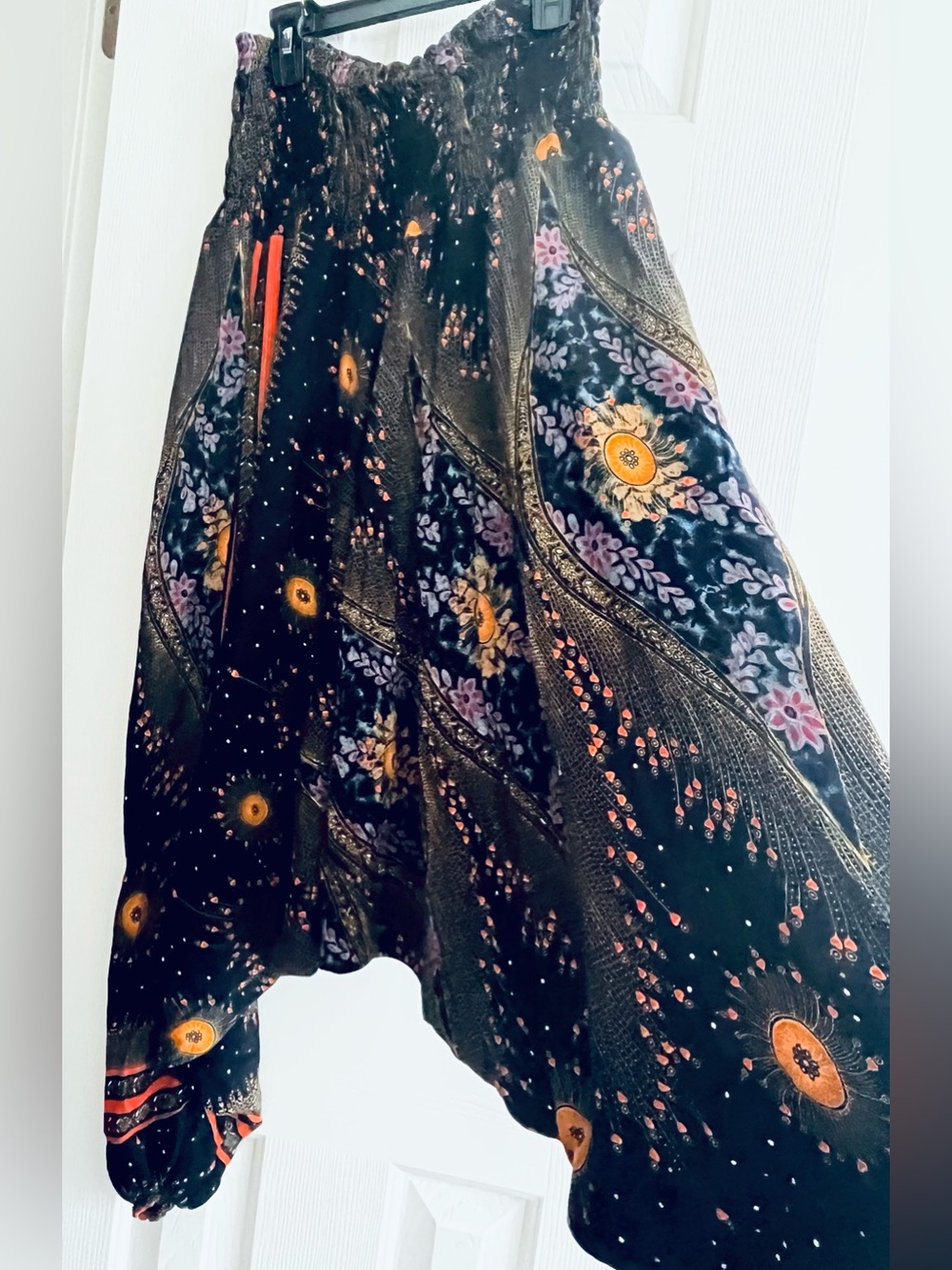 Harem Pants- Black with Purple & Gold Floral